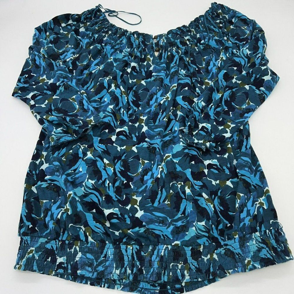 Lucky Brand Blue Off The Shoulder Boho Top Size XL